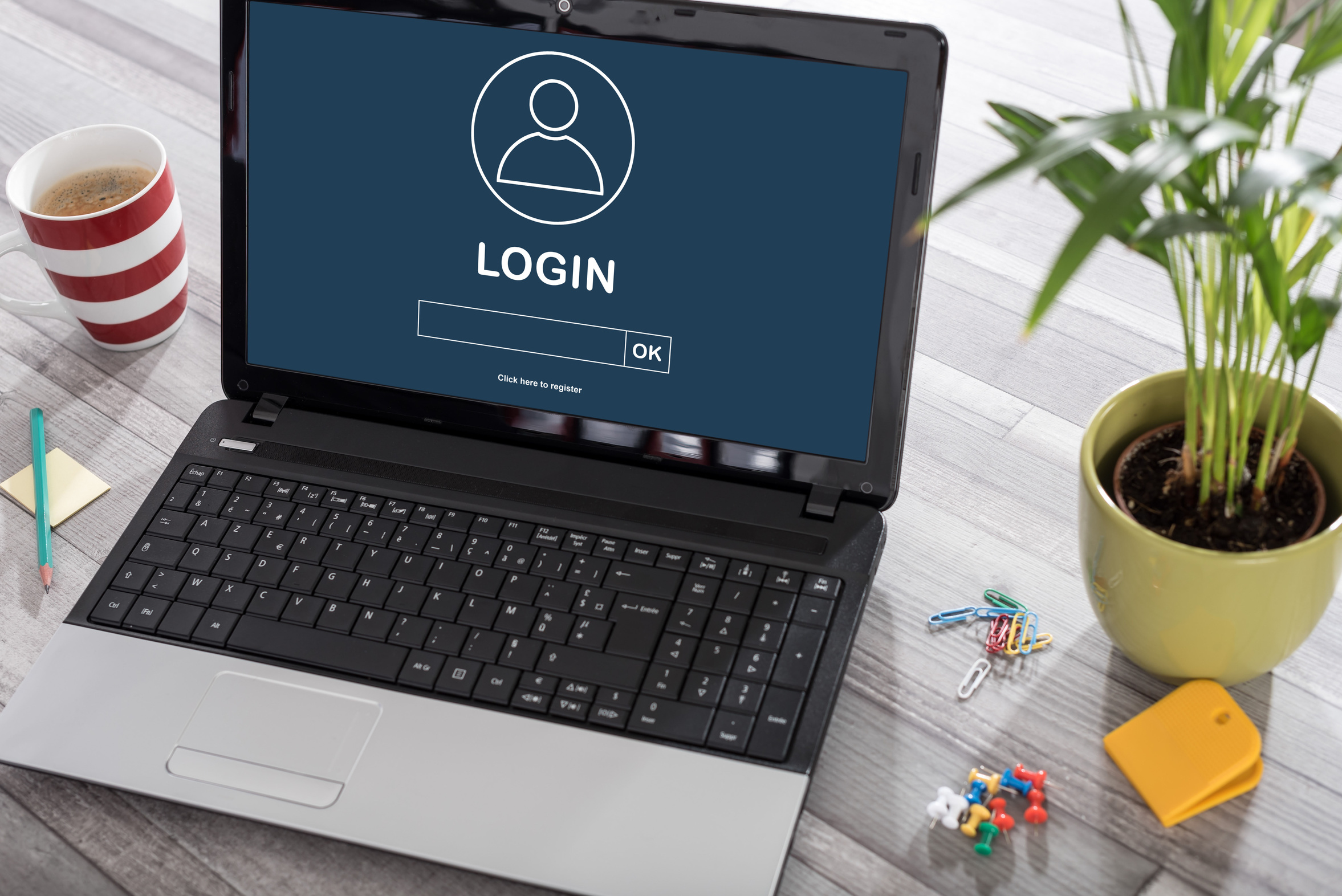 Login concept on a laptop depannage informatique